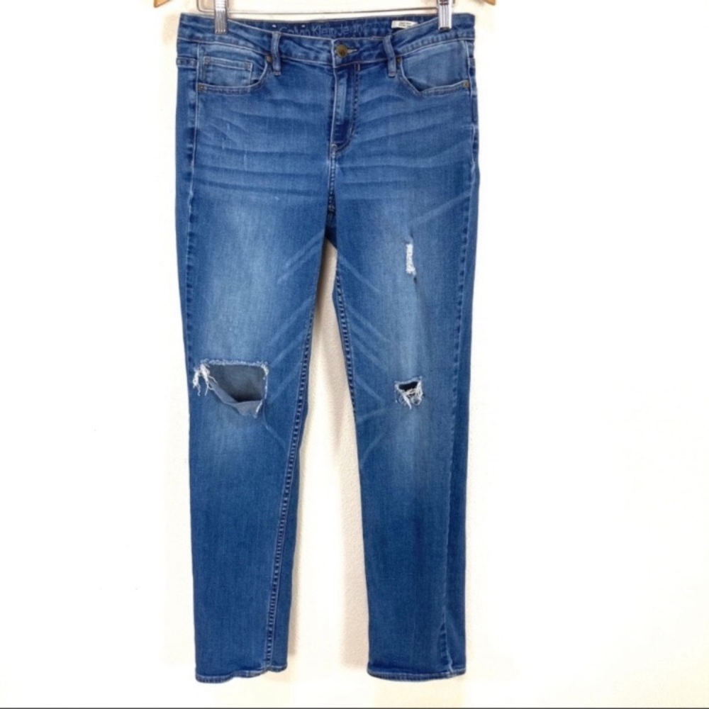 Calvin Klein Skinny Destructed Medium Wash Mid Rise Jeans Women’s‎ Sz 31
